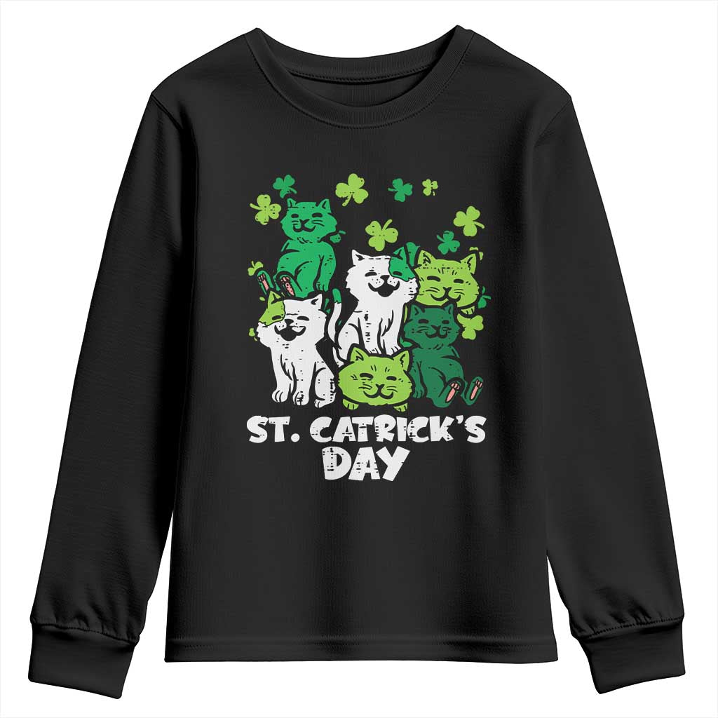 Cute St Catricks Day Youth Sweatshirt St Patricks Cats Saint Pattys Cat Lover TS02 Black Print Your Wear