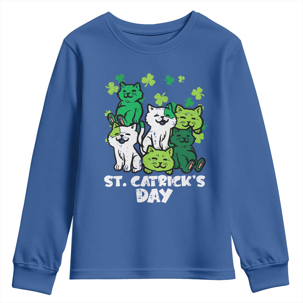 Cute St Catricks Day Youth Sweatshirt St Patricks Cats Saint Pattys Cat Lover TS02 Royal Blue Print Your Wear