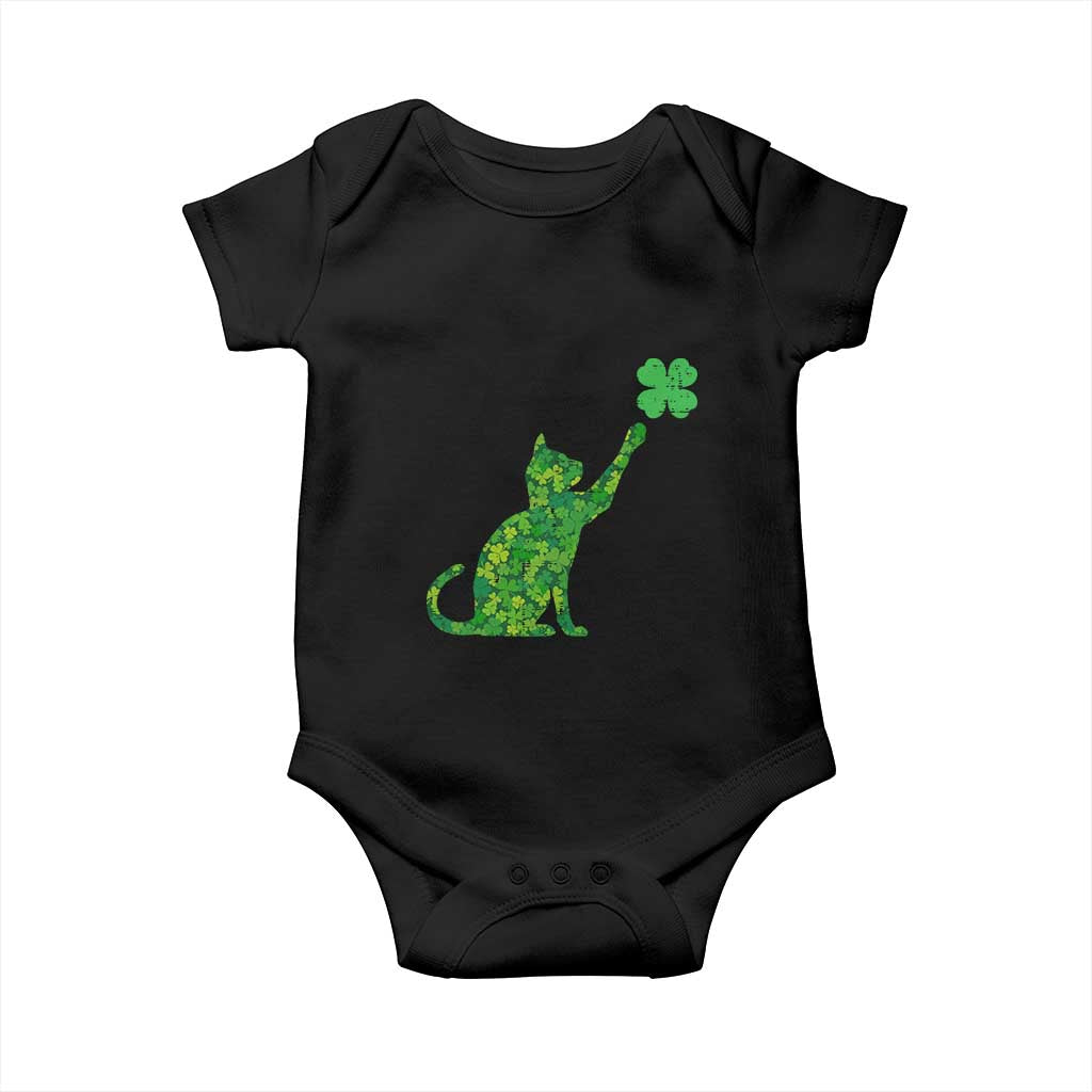 St Patricks Day Shamrock Cat Baby Onesie Saint Pattys Cats Lover TS02 Black Print Your Wear