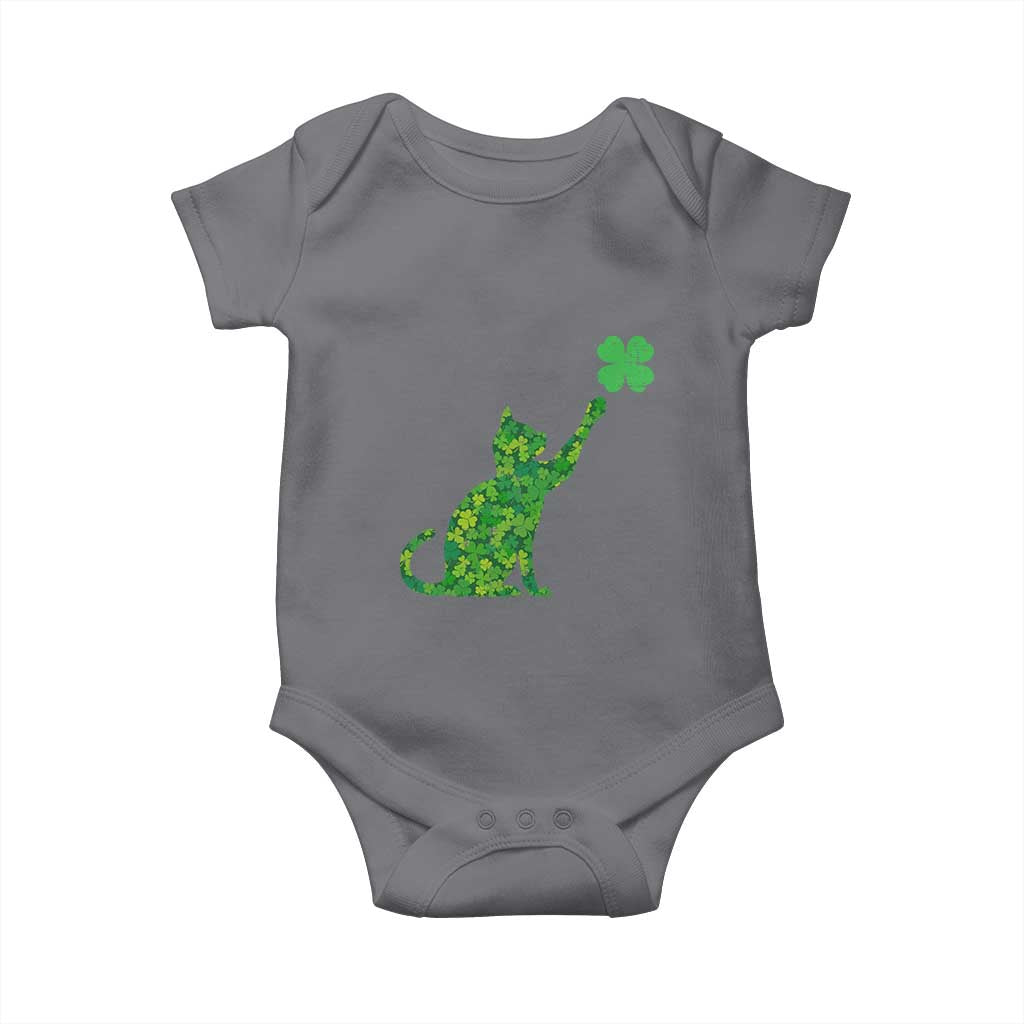 St Patricks Day Shamrock Cat Baby Onesie Saint Pattys Cats Lover TS02 Charcoal Print Your Wear