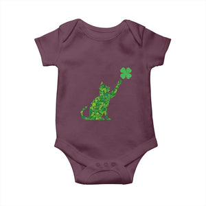 St Patricks Day Shamrock Cat Baby Onesie Saint Pattys Cats Lover TS02 Maroon Print Your Wear