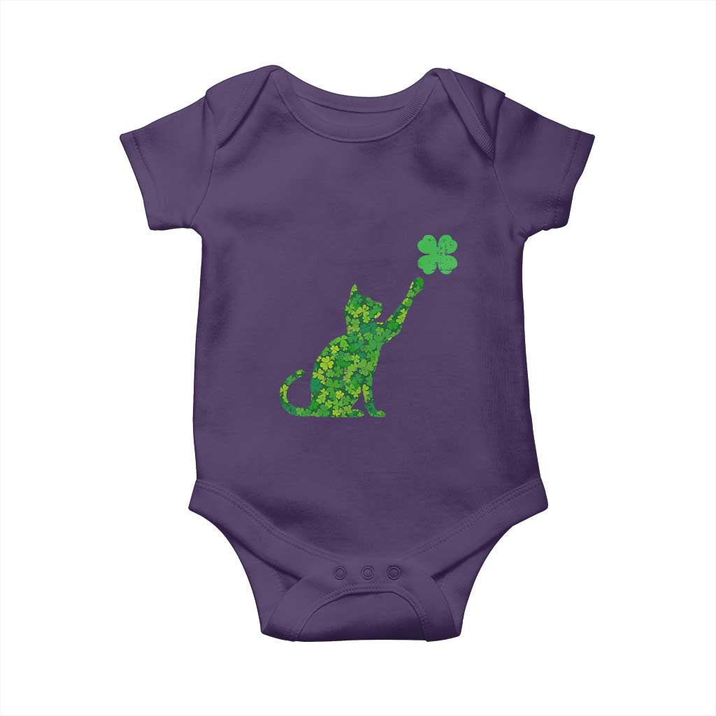 St Patricks Day Shamrock Cat Baby Onesie Saint Pattys Cats Lover TS02 Purple Print Your Wear