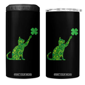 St Patricks Day Shamrock Cat 4 in 1 Can Cooler Tumbler Saint Pattys Cats Lover TS02 One Size: 16 oz Black Print Your Wear