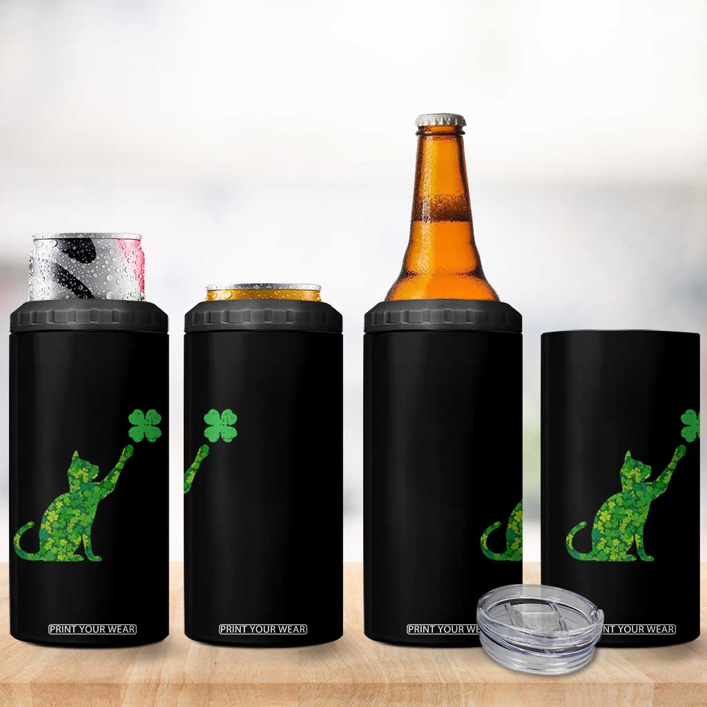 St Patricks Day Shamrock Cat 4 in 1 Can Cooler Tumbler Saint Pattys Cats Lover TS02 Print Your Wear