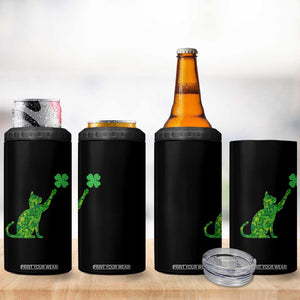 St Patricks Day Shamrock Cat 4 in 1 Can Cooler Tumbler Saint Pattys Cats Lover TS02 Print Your Wear