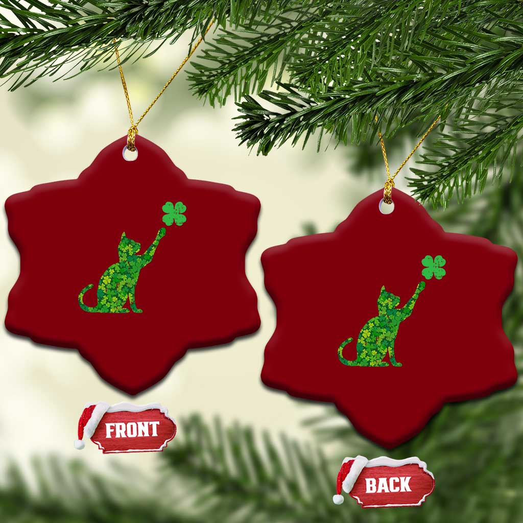 St Patricks Day Shamrock Cat Ceramic Ornament Saint Pattys Cats Lover TS02 Print Your Wear