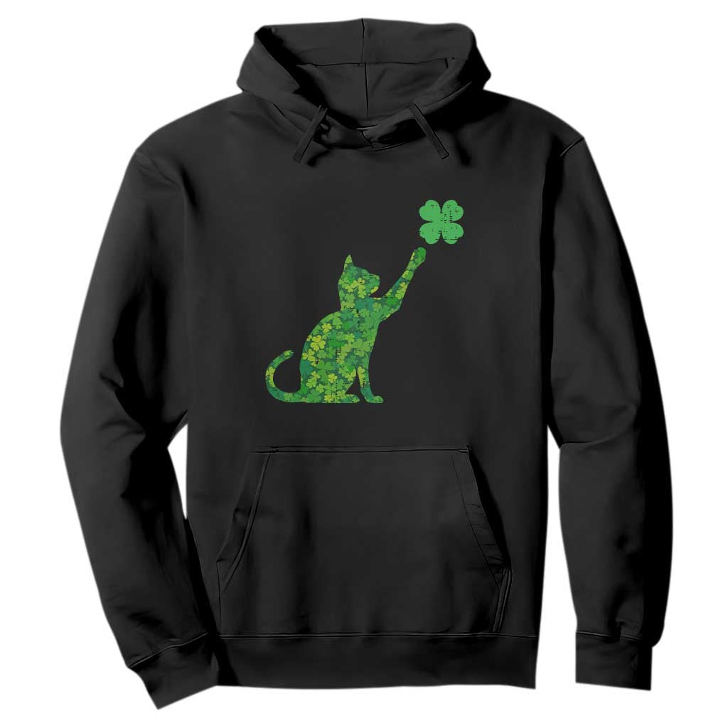 St Patricks Day Shamrock Cat Hoodie Saint Pattys Cats Lover TS02 Black Print Your Wear