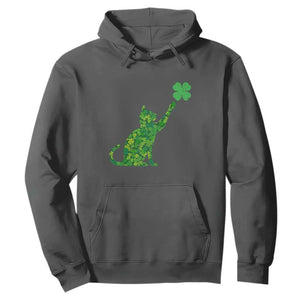 St Patricks Day Shamrock Cat Hoodie Saint Pattys Cats Lover TS02 Dark Heather Print Your Wear