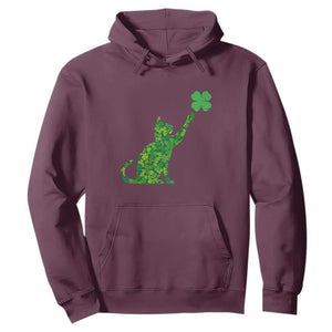 St Patricks Day Shamrock Cat Hoodie Saint Pattys Cats Lover TS02 Maroon Print Your Wear