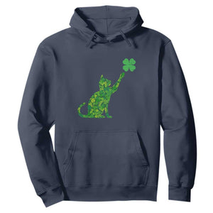 St Patricks Day Shamrock Cat Hoodie Saint Pattys Cats Lover TS02 Navy Print Your Wear