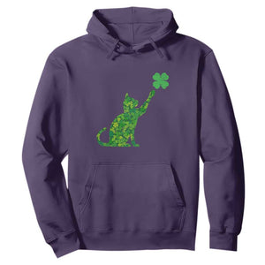 St Patricks Day Shamrock Cat Hoodie Saint Pattys Cats Lover TS02 Purple Print Your Wear