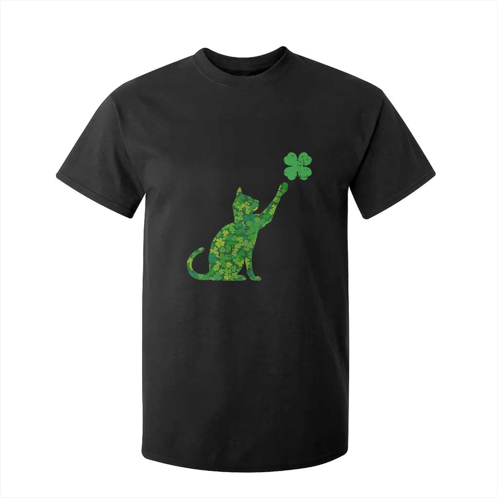 St Patricks Day Shamrock Cat T Shirt For Kid Saint Pattys Cats Lover TS02 Black Print Your Wear