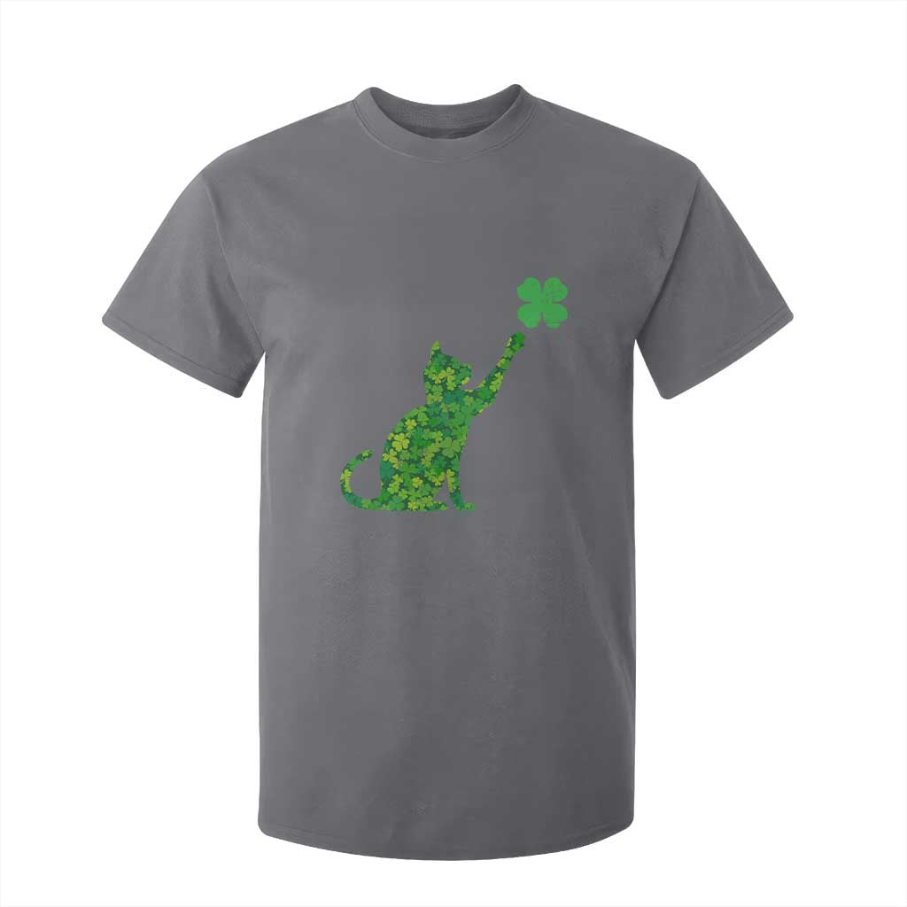 St Patricks Day Shamrock Cat T Shirt For Kid Saint Pattys Cats Lover TS02 Charcoal Print Your Wear