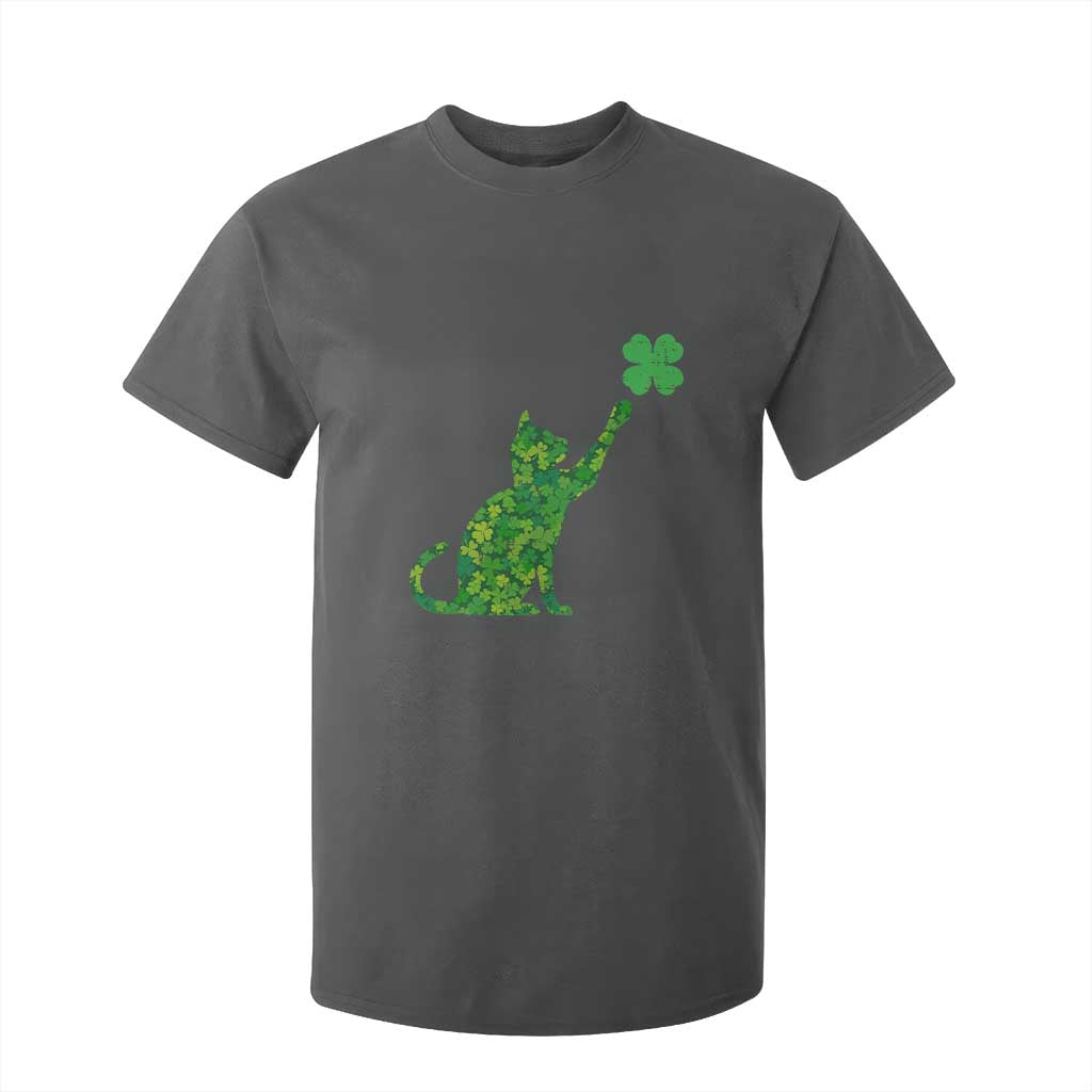 St Patricks Day Shamrock Cat T Shirt For Kid Saint Pattys Cats Lover TS02 Dark Heather Print Your Wear