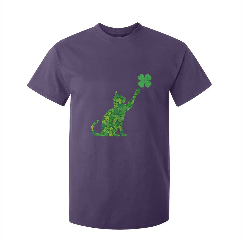 St Patricks Day Shamrock Cat T Shirt For Kid Saint Pattys Cats Lover TS02 Purple Print Your Wear