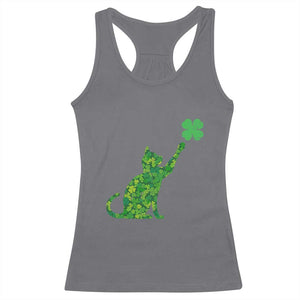 St Patricks Day Shamrock Cat Racerback Tank Top Saint Pattys Cats Lover TS02 Charcoal Print Your Wear