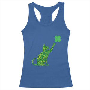 St Patricks Day Shamrock Cat Racerback Tank Top Saint Pattys Cats Lover TS02 Royal Blue Print Your Wear