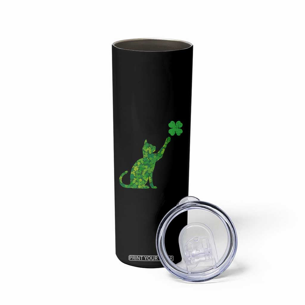 St Patricks Day Shamrock Cat Skinny Tumbler Saint Pattys Cats Lover TS02 Print Your Wear