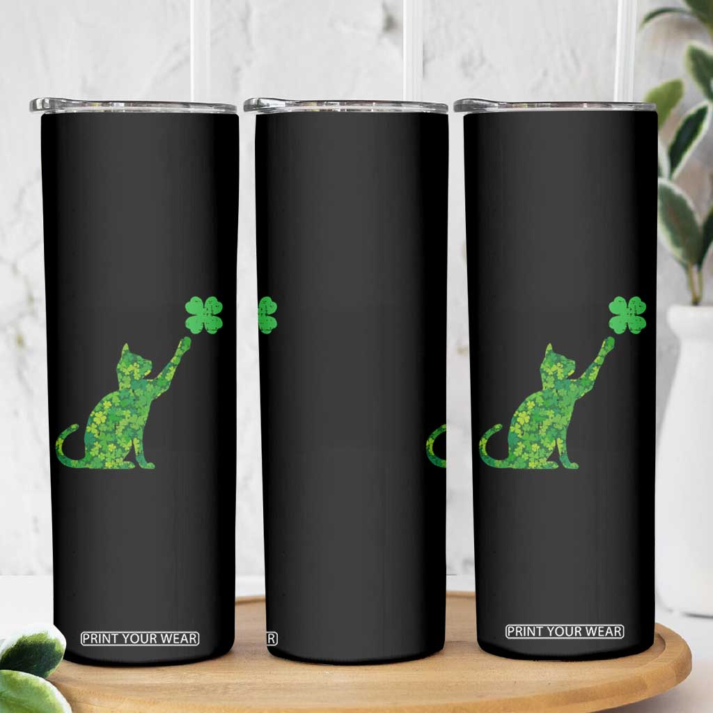 St Patricks Day Shamrock Cat Skinny Tumbler Saint Pattys Cats Lover TS02 Print Your Wear