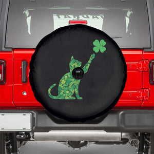 St Patricks Day Shamrock Cat Spare Tire Cover Saint Pattys Cats Lover TS02 Black Print Your Wear