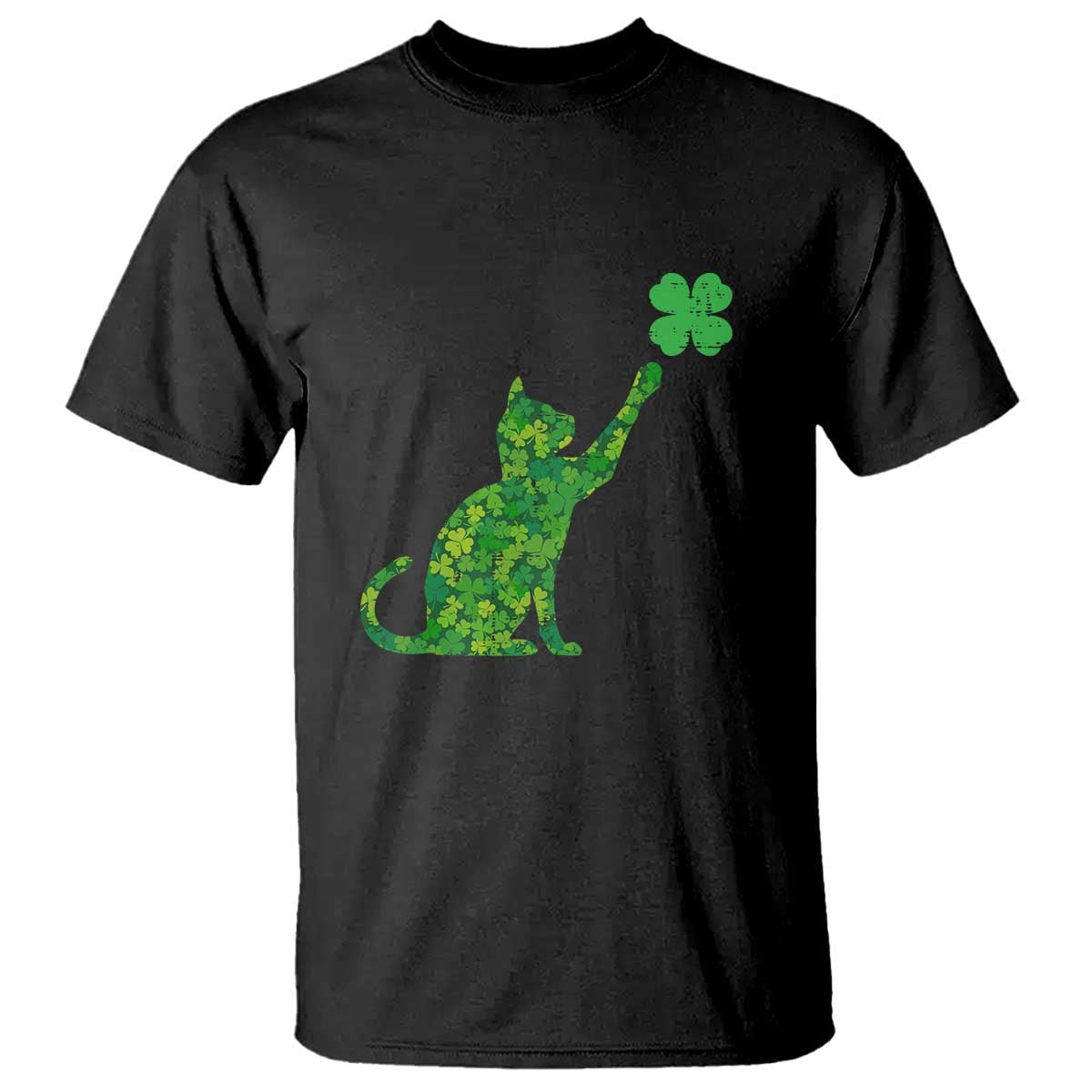 St Patricks Day Shamrock Cat T Shirt Saint Pattys Cats Lover TS02 Black Print Your Wear