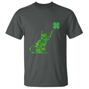 St Patricks Day Shamrock Cat T Shirt Saint Pattys Cats Lover TS02 Dark Heather Print Your Wear