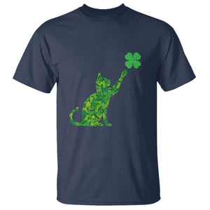 St Patricks Day Shamrock Cat T Shirt Saint Pattys Cats Lover TS02 Navy Print Your Wear
