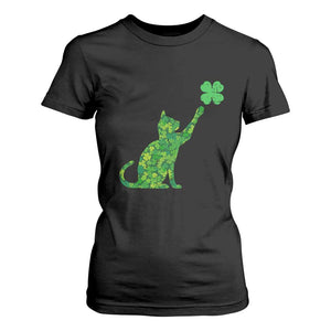 St Patricks Day Shamrock Cat T Shirt For Women Saint Pattys Cats Lover TS02 Black Print Your Wear