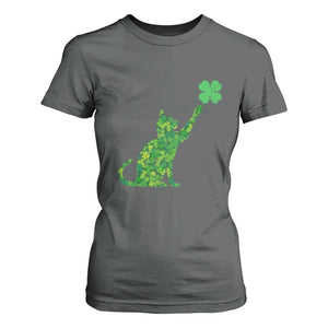 St Patricks Day Shamrock Cat T Shirt For Women Saint Pattys Cats Lover TS02 Dark Heather Print Your Wear