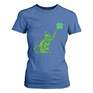 St Patricks Day Shamrock Cat T Shirt For Women Saint Pattys Cats Lover TS02 Royal Blue Print Your Wear