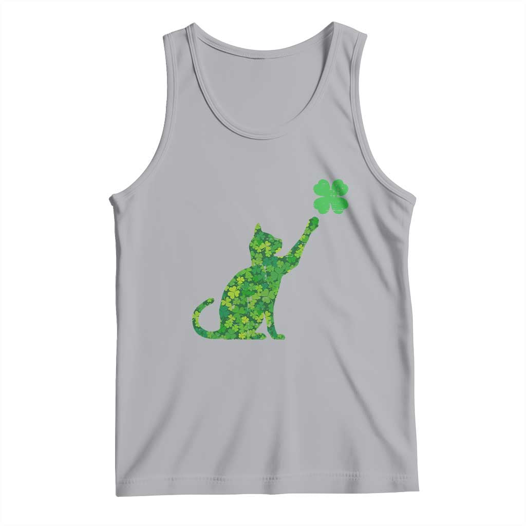 St Patricks Day Shamrock Cat Tank Top Saint Pattys Cats Lover TS02 Athletic Heather Print Your Wear
