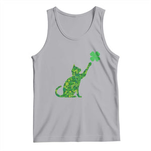 St Patricks Day Shamrock Cat Tank Top Saint Pattys Cats Lover TS02 Athletic Heather Print Your Wear