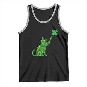 St Patricks Day Shamrock Cat Tank Top Saint Pattys Cats Lover TS02 Black Athletic Heather Print Your Wear