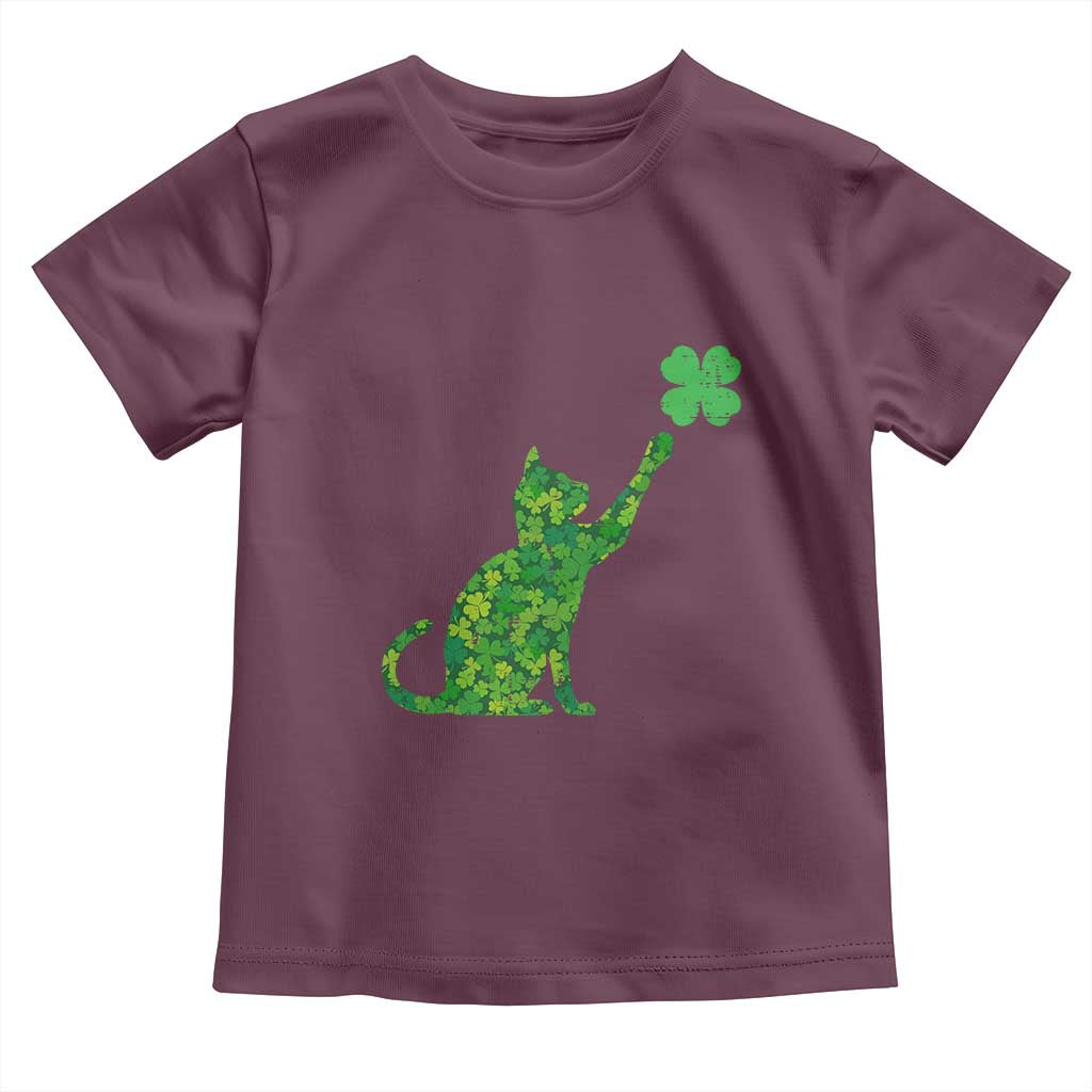 St Patricks Day Shamrock Cat Toddler T Shirt Saint Pattys Cats Lover TS02 Maroon Print Your Wear