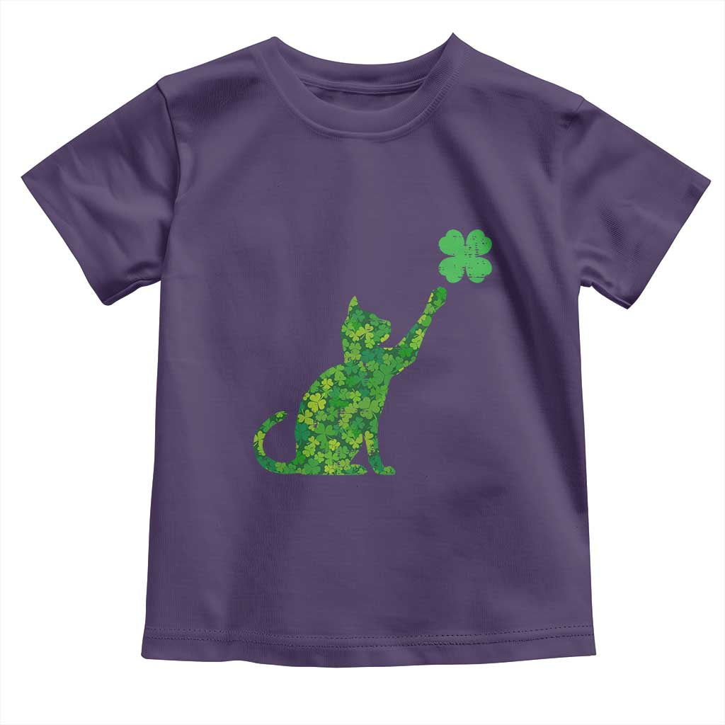St Patricks Day Shamrock Cat Toddler T Shirt Saint Pattys Cats Lover TS02 Purple Print Your Wear