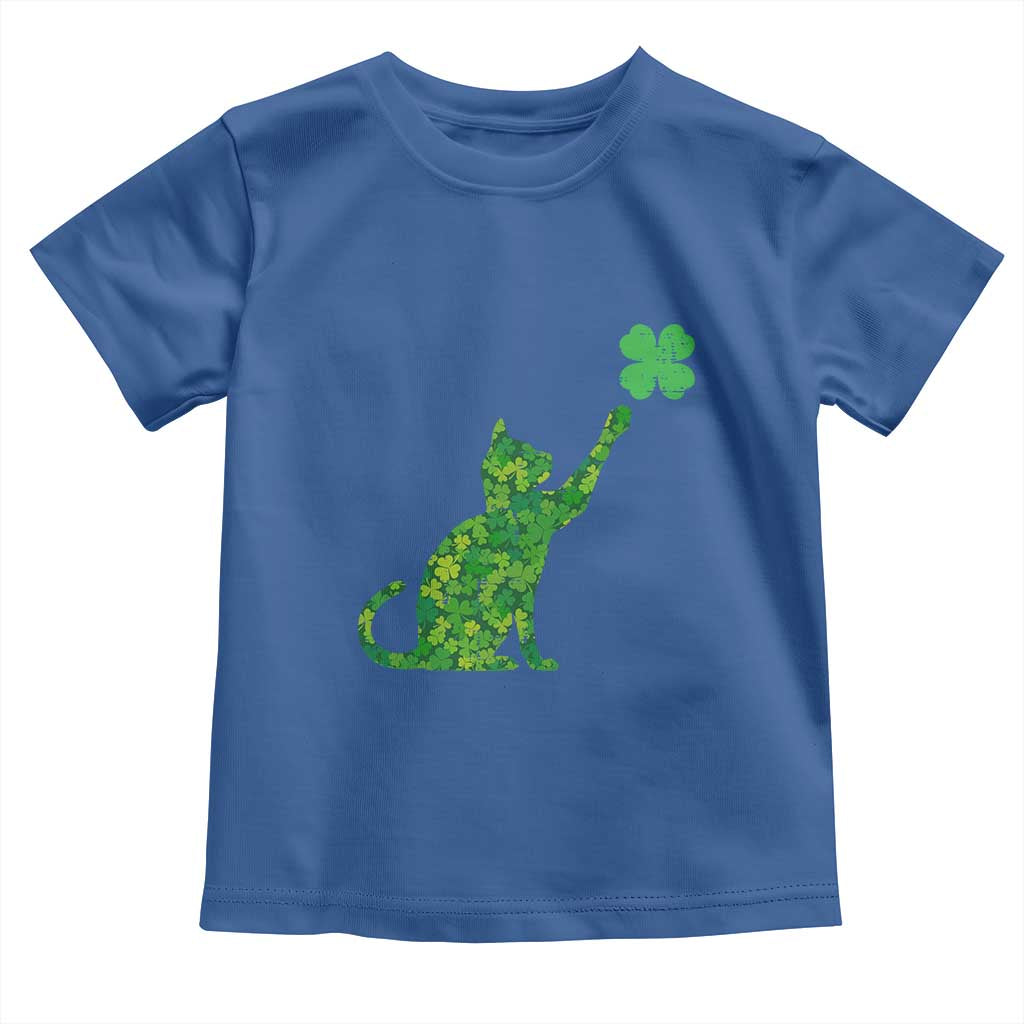 St Patricks Day Shamrock Cat Toddler T Shirt Saint Pattys Cats Lover TS02 Royal Blue Print Your Wear