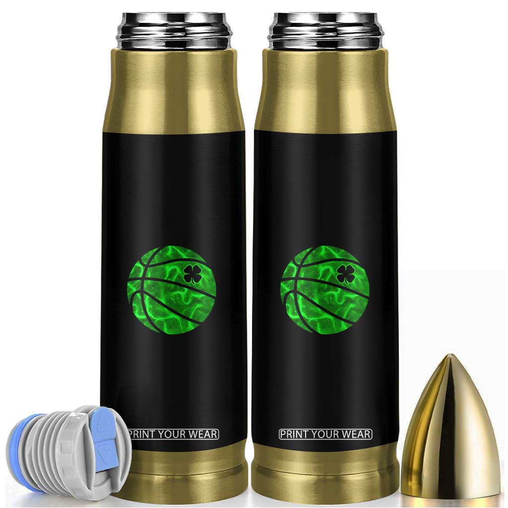 Lucky Shamrock Basketball Bullet Tumbler Clover Irish St Patrick's Day Sport Lover TS02 Black Print Your Wear