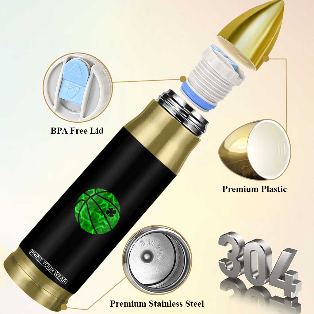 Lucky Shamrock Basketball Bullet Tumbler Clover Irish St Patrick's Day Sport Lover TS02 Print Your Wear