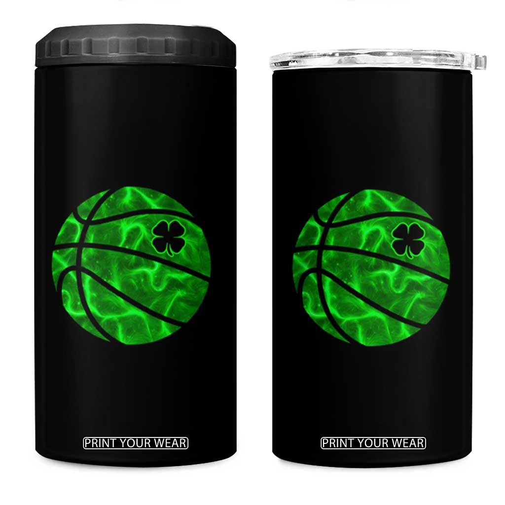 Lucky Shamrock Basketball 4 in 1 Can Cooler Tumbler Clover Irish St Patrick's Day Sport Lover TS02 One Size: 16 oz Black Print Your Wear