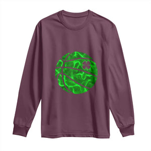 Lucky Shamrock Basketball Long Sleeve Shirt Clover Irish St Patrick's Day Sport Lover TS02 Maroon Print Your Wear
