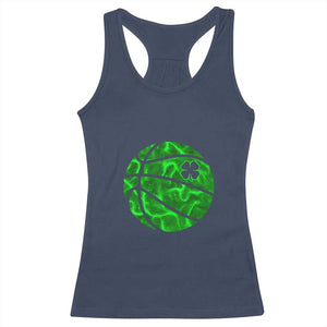 Lucky Shamrock Basketball Racerback Tank Top Clover Irish St Patrick's Day Sport Lover TS02 Navy Print Your Wear
