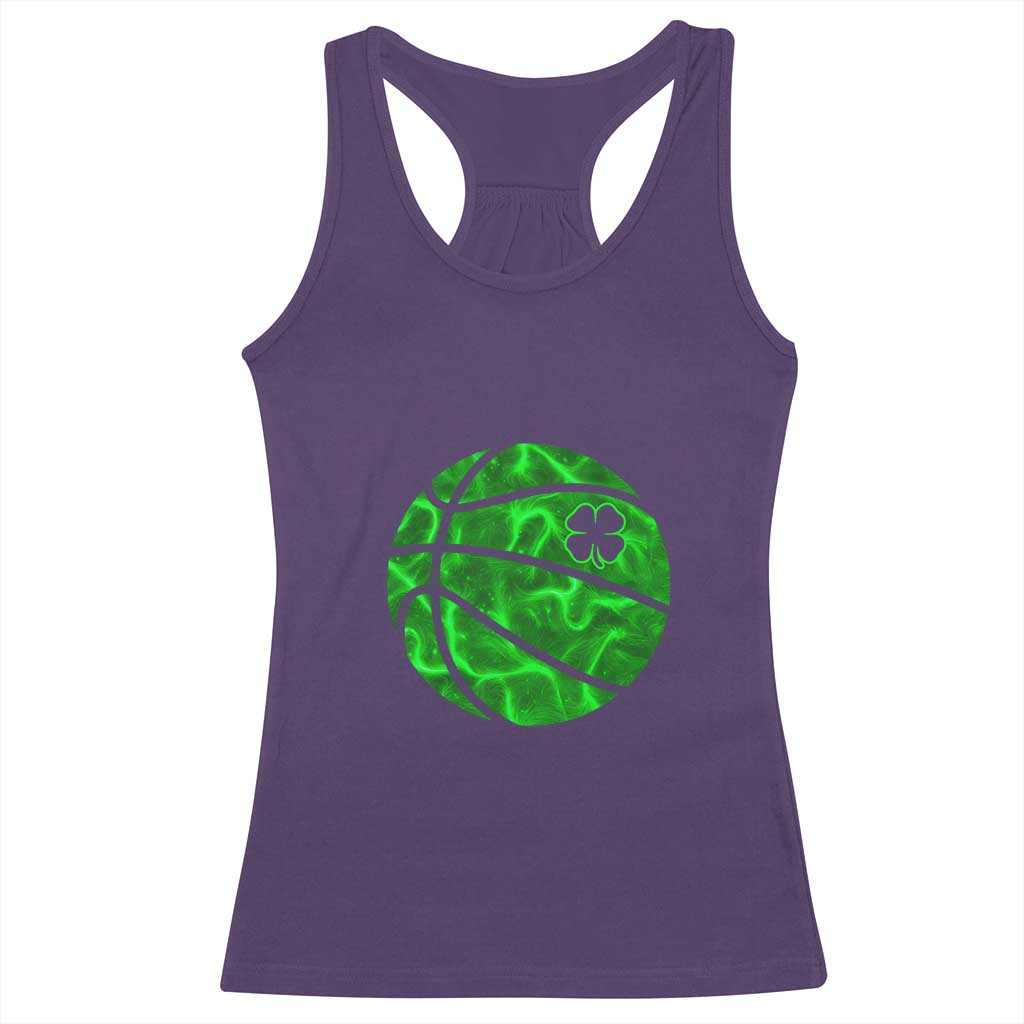 Lucky Shamrock Basketball Racerback Tank Top Clover Irish St Patrick's Day Sport Lover TS02 Purple Print Your Wear