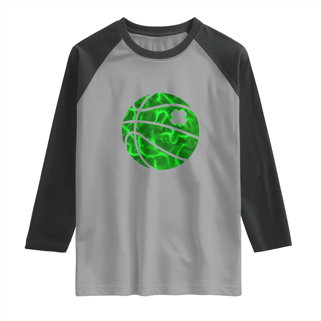 Lucky Shamrock Basketball Raglan Shirt Clover Irish St Patrick's Day Sport Lover TS02 Sport Gray Black Print Your Wear