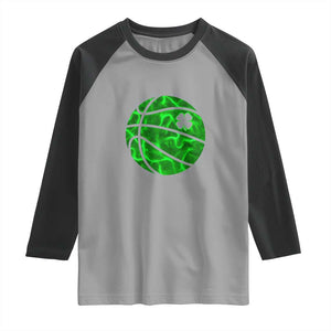 Lucky Shamrock Basketball Raglan Shirt Clover Irish St Patrick's Day Sport Lover TS02 Sport Gray Black Print Your Wear