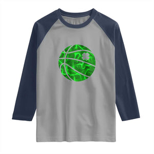 Lucky Shamrock Basketball Raglan Shirt Clover Irish St Patrick's Day Sport Lover TS02 Sport Gray Navy Print Your Wear