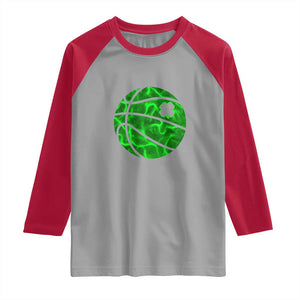 Lucky Shamrock Basketball Raglan Shirt Clover Irish St Patrick's Day Sport Lover TS02 Sport Gray Red Print Your Wear