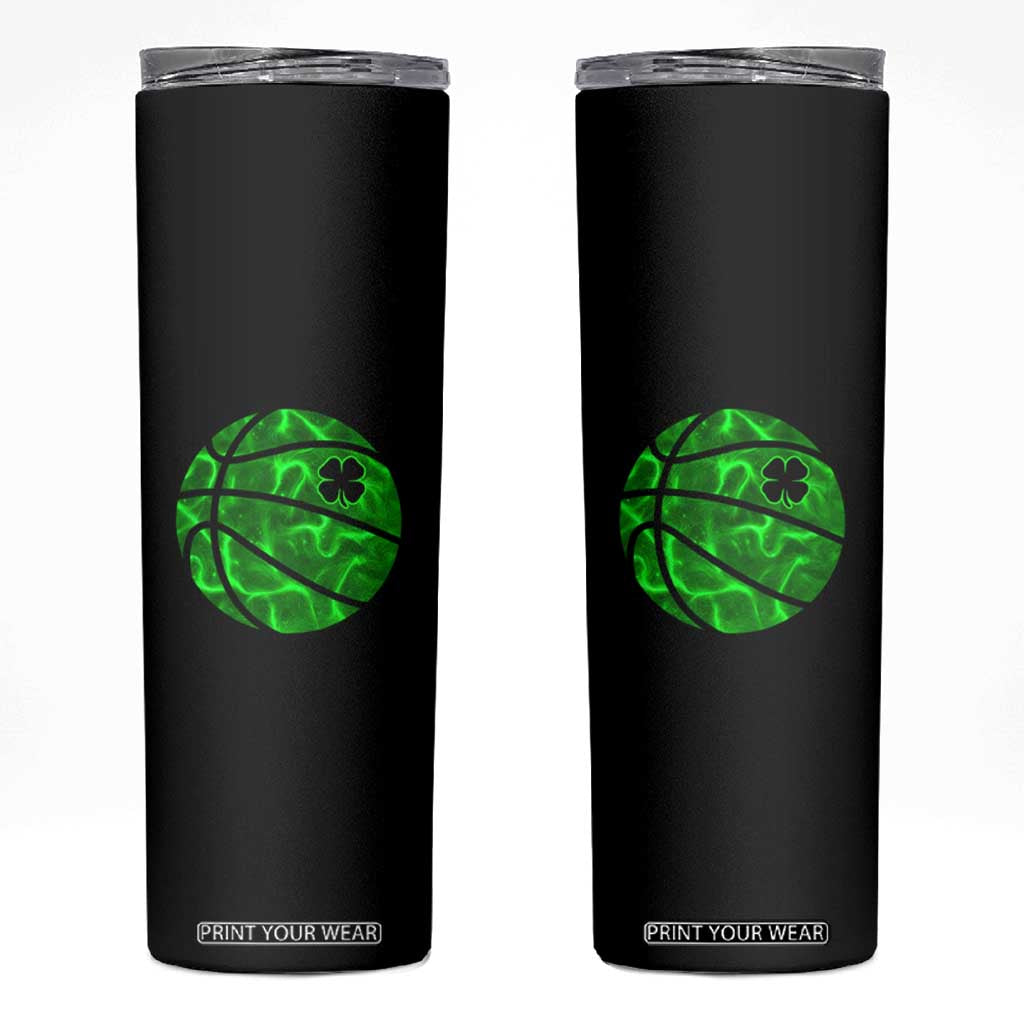 Lucky Shamrock Basketball Skinny Tumbler Clover Irish St Patrick's Day Sport Lover TS02 Black Print Your Wear