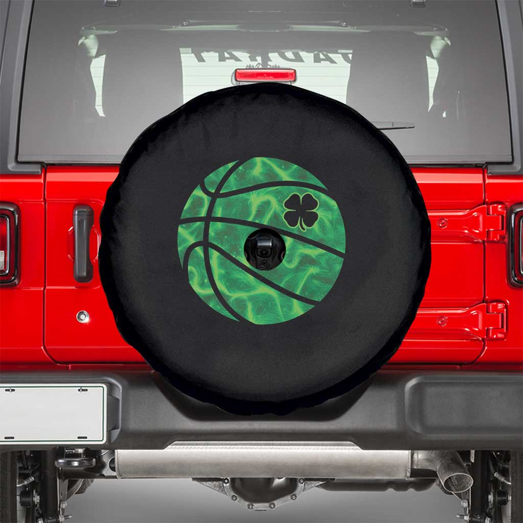 Lucky Shamrock Basketball Spare Tire Cover Clover Irish St Patrick's Day Sport Lover TS02 Black Print Your Wear