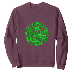 Lucky Shamrock Basketball Sweatshirt Clover Irish St Patrick's Day Sport Lover TS02 Maroon Print Your Wear