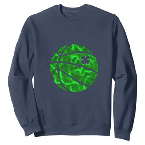 Lucky Shamrock Basketball Sweatshirt Clover Irish St Patrick's Day Sport Lover TS02 Navy Print Your Wear